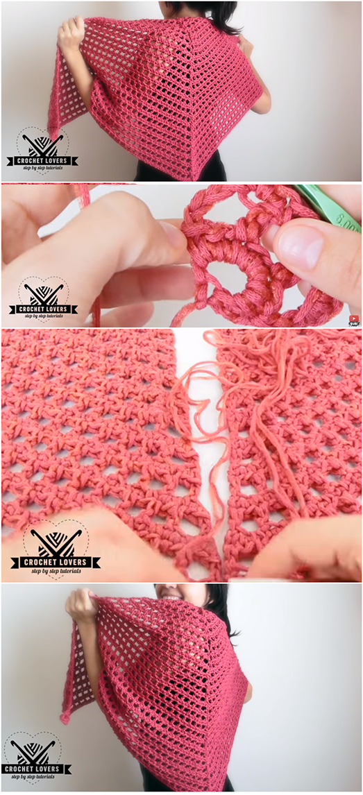 Crochet Easy Triangle Shawl Scarf – Free DIY Video Pattern Tutorial