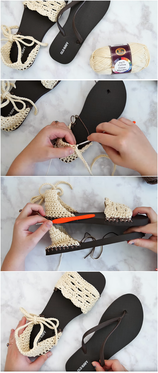 Crochet Sandals With Flip Flop Soles – Easy Tutorial + Pattern