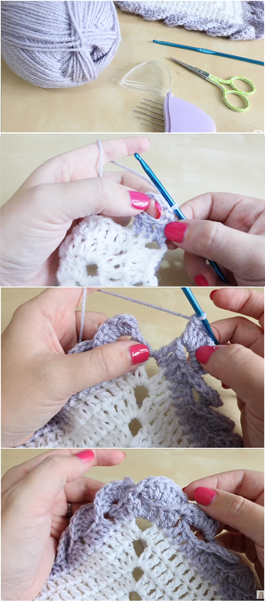Crochet Wave Border - Easy Step by Step Stitch Tutorial