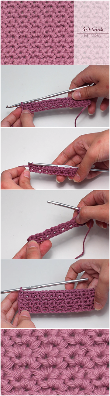 How To Crochet The Grit Stitch - Easy & Quick Tutorial For Beginners + Free Pattern