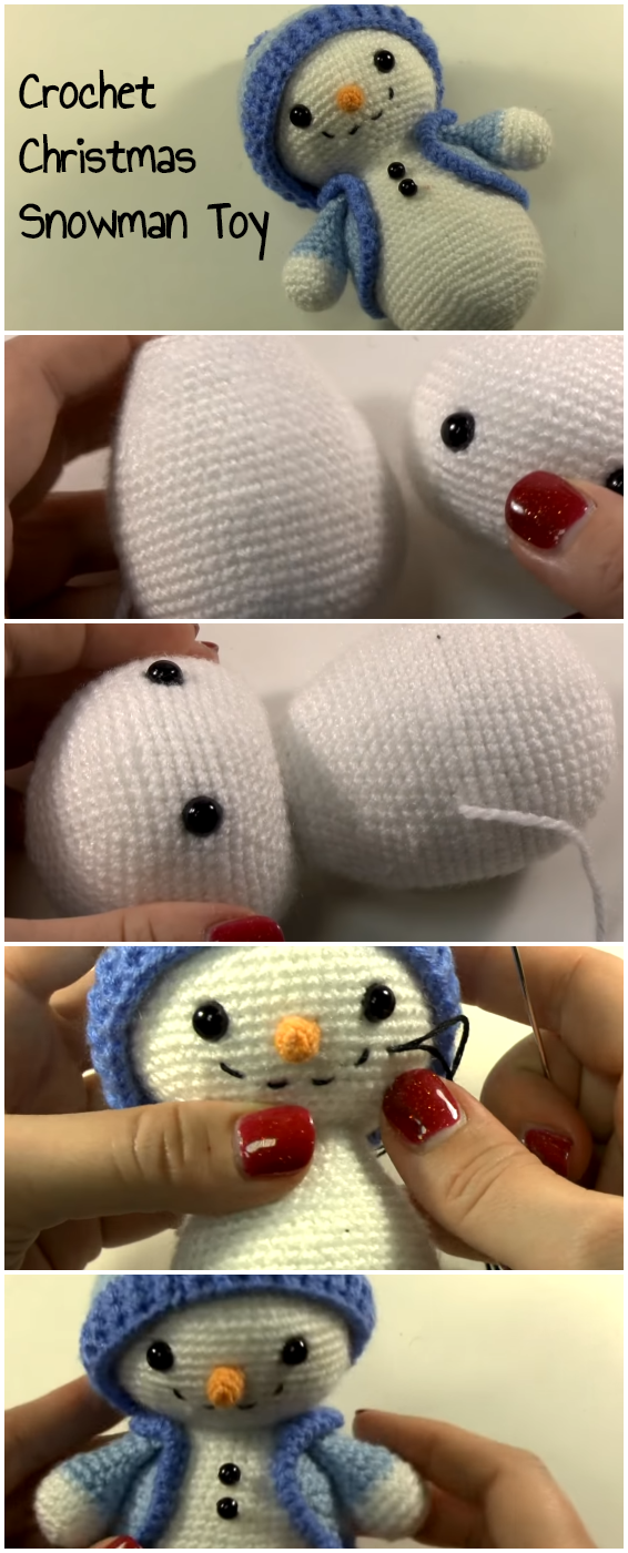 Crochet Christmas Snowman Toy