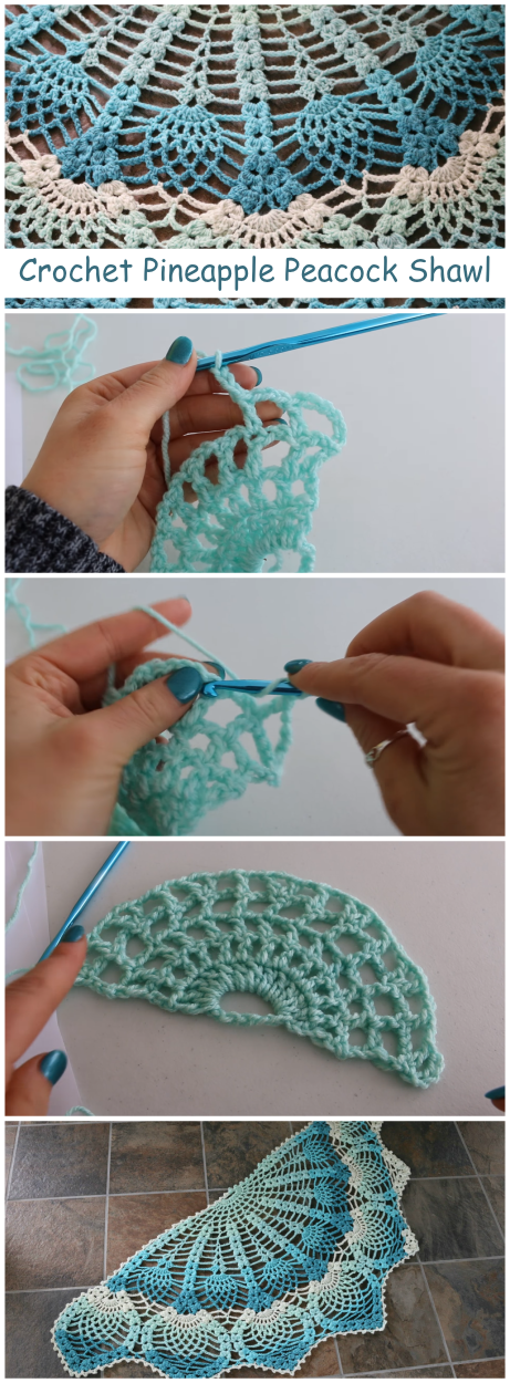 How To Crochet Pineapple Peacock Shawl – Easy Stitch Tutorial + Free Video For Beginners