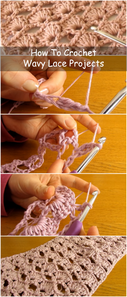 How To Crochet Wavy Lace Projects - Easy Stitch Tutorial With A Free Video Guide To Crochet A DIY Scarf