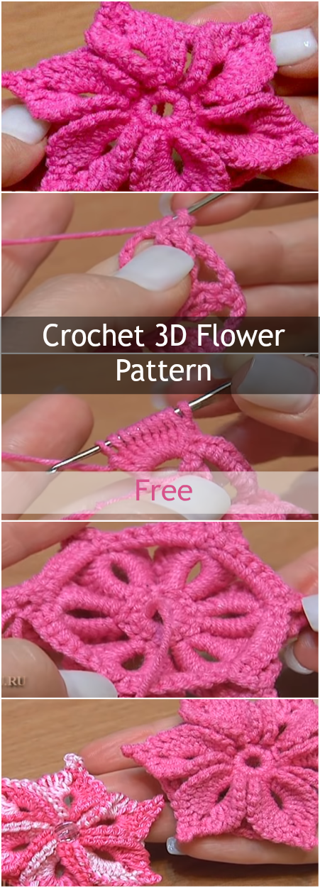 Crochet 3D Flowers Pattern – Free Tutorial For Crocheting Beautiful Spring Projects And Ideas