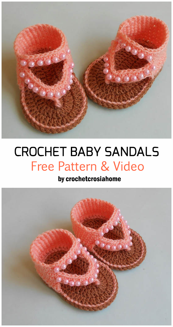 Crochet Baby Sandals - Free Pattern + Video Tutorial