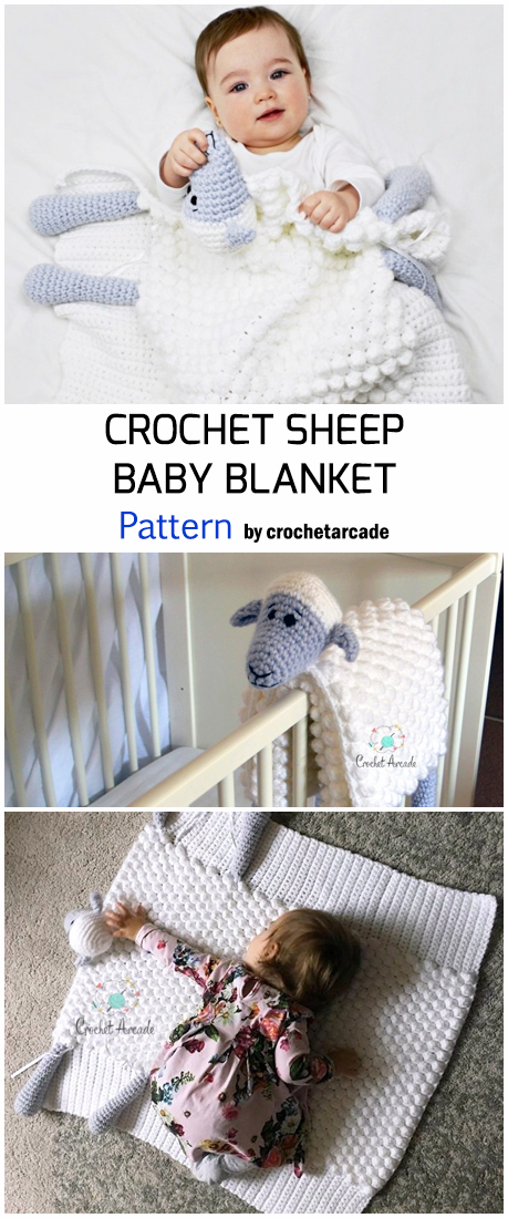 Crochet Cuddle And Play Sheep Baby Blanket - Pattern