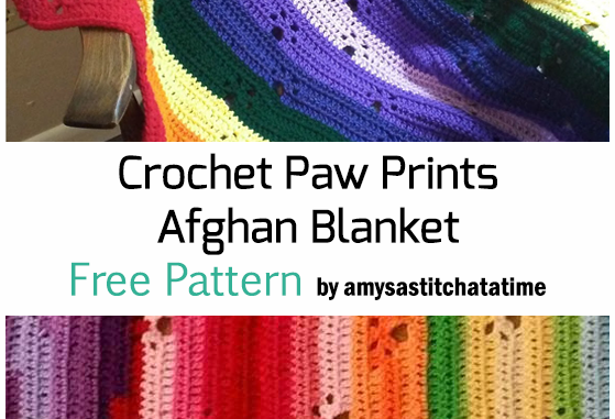 Crochet Paw Prints Over The Rainbow Afghan Baby Blanket - Free Pattern
