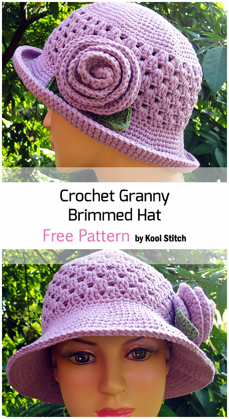 Crochet Granny Brimmed Hat
