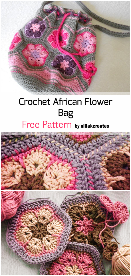 Crochet African Flower Bag – Free Pattern