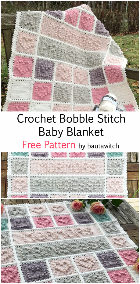 Crochet Bobble Stitch Baby Blanket – Free Pattern