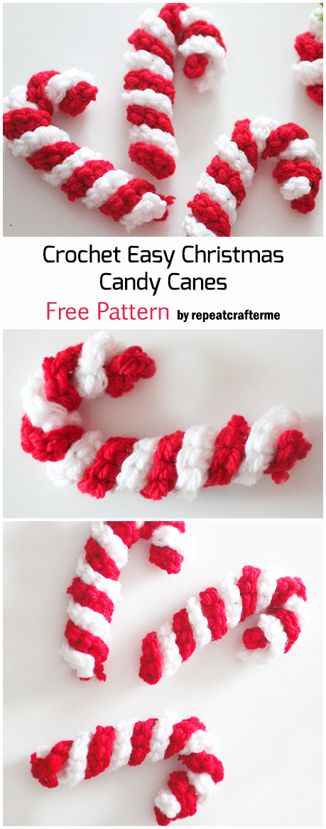 Crochet Easy Christmas Candy Canes – Free Pattern