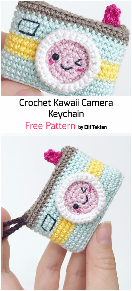 Crochet Kawaii Camera Keychain - Free Pattern