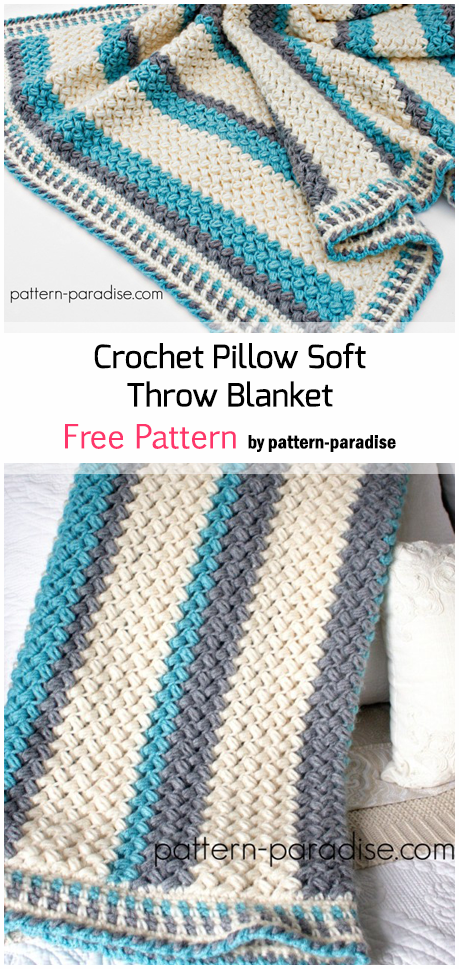 Crochet Pillow Soft Throw Blanket - Free Pattern