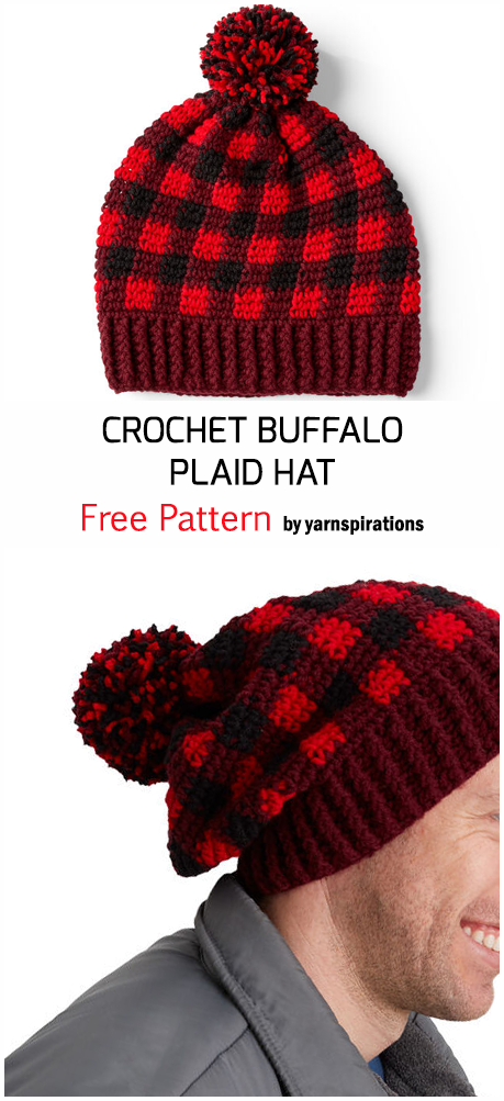 Crochet Buffalo Plaid Hat – Free Pattern