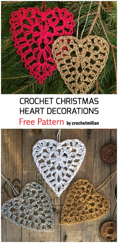 Crochet Heart Decorations For Christmas – Free Pattern