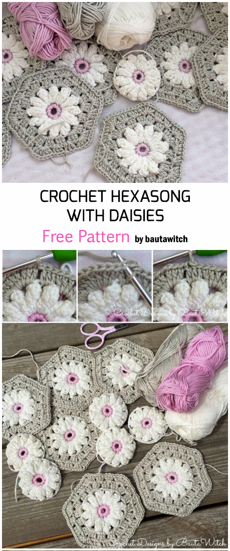 Crochet Hexagons With Daisies – Free Pattern