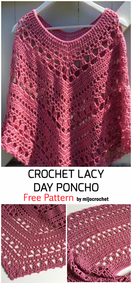 Crochet Lacy Day Poncho – Free Pattern