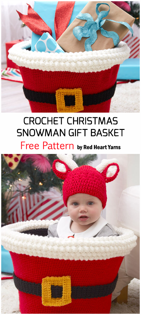 Crochet Snowman Gift Basket For Christmas – Free Pattern