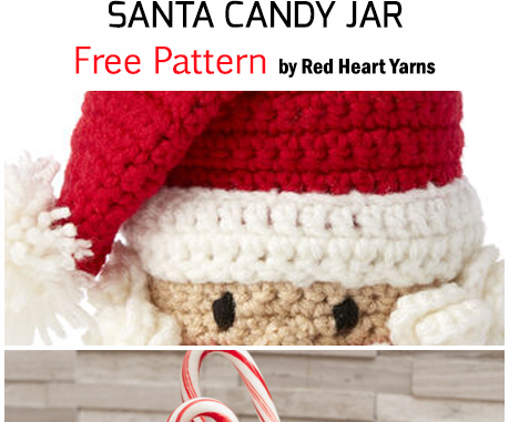 Crochet Santa Candy Jar For Christmas - Free Pattern