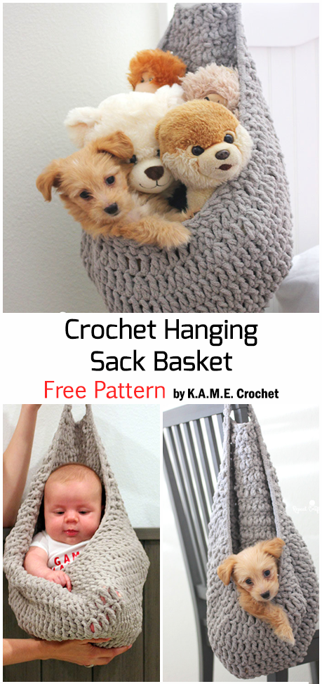 Crochet Hanging Sack Basket – Free Pattern