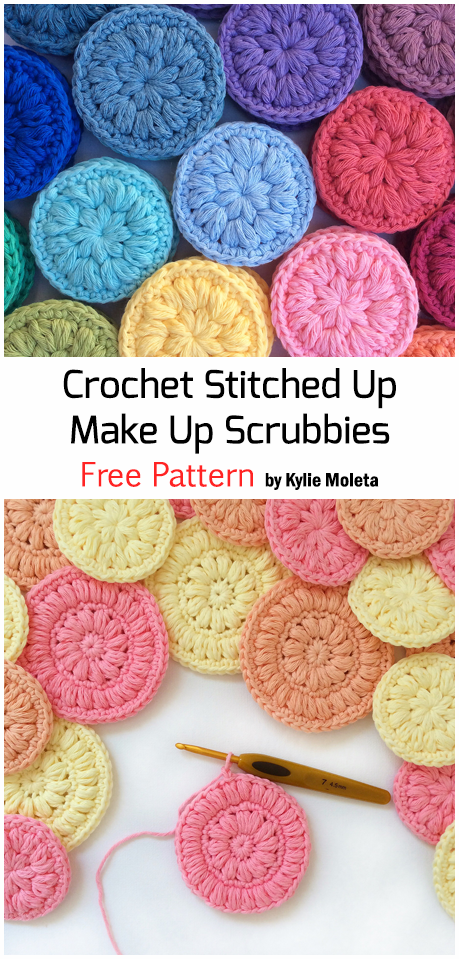 Crochet Stitched Up Make Up Scrubbies – Free Pattern