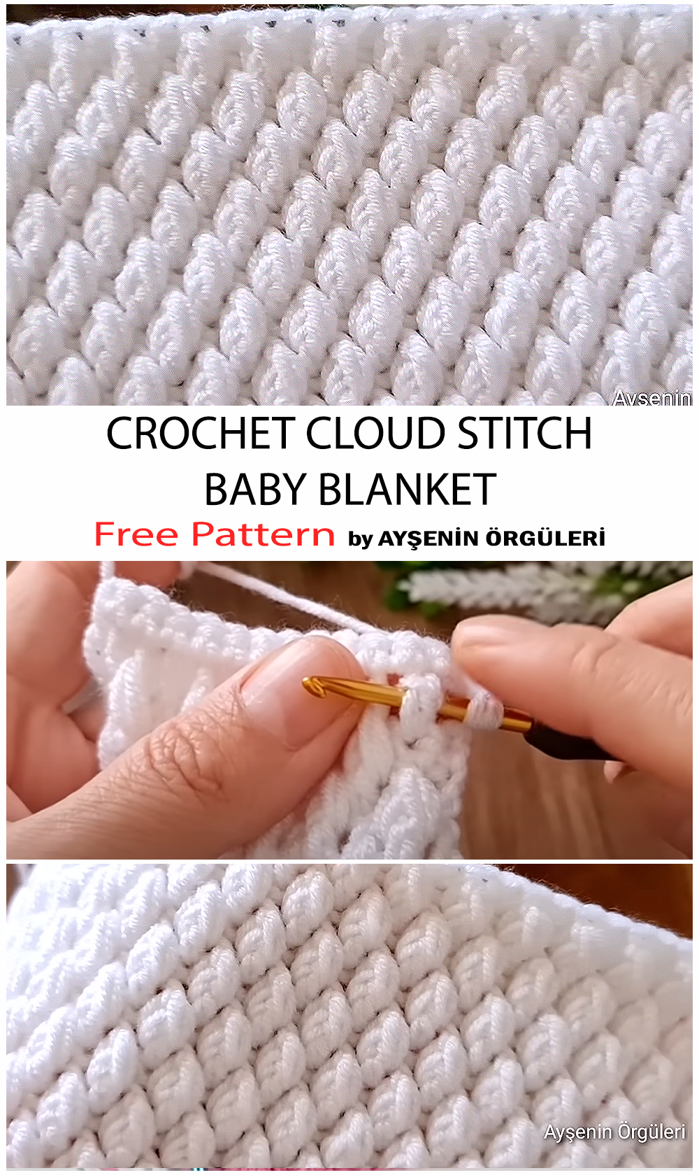 How To Crochet Cloud Stitch Baby Blanket - Free Pattern For Beginners