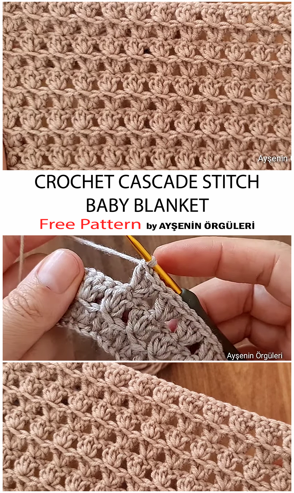 How To Crochet Cascade Stitch Baby Blanket - Free Pattern For Beginners