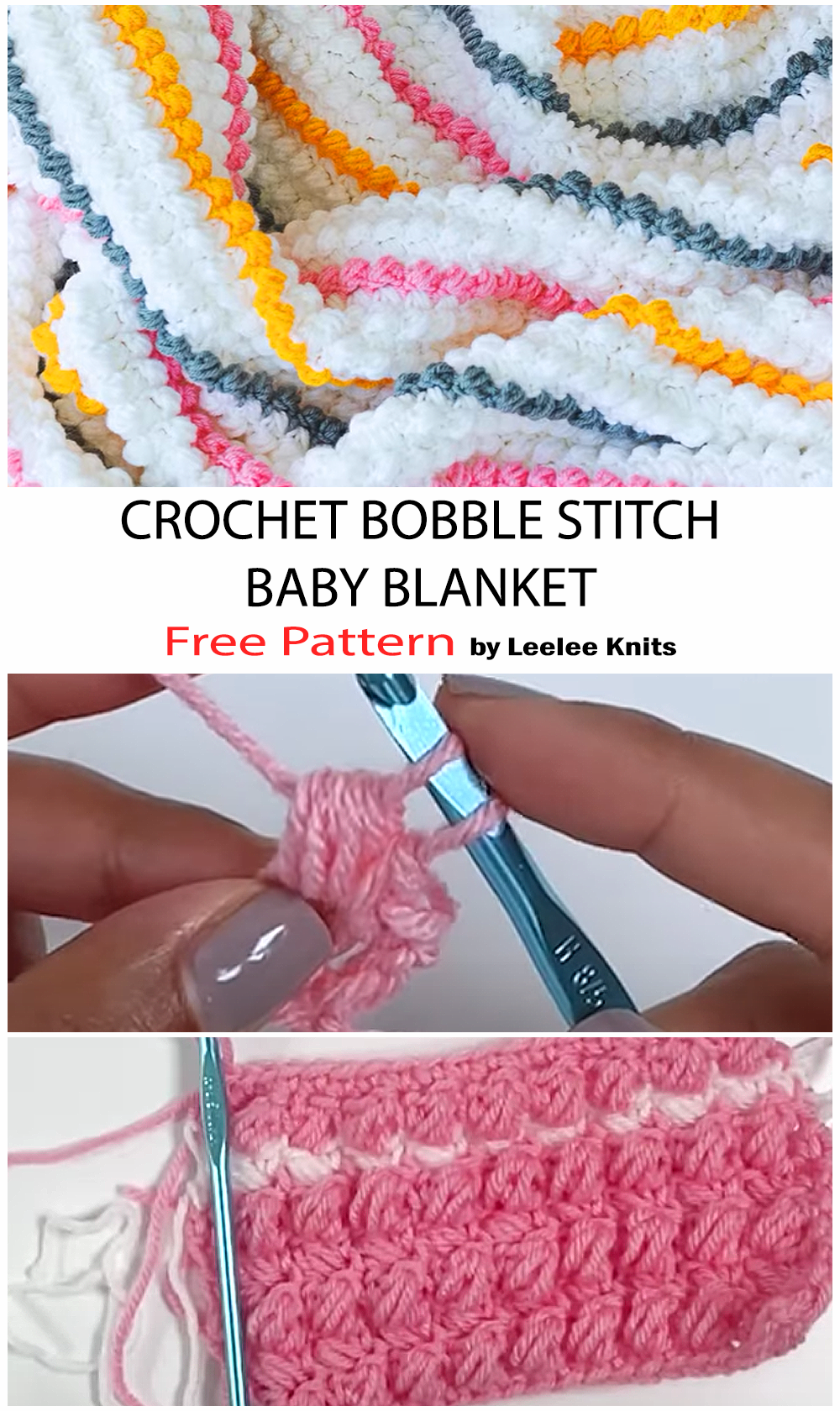 How To Crochet Slanted Bobble Stitch Baby Blanket - Free Pattern For Beginners