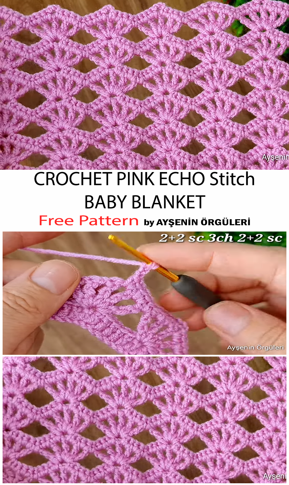 How To Crochet Pink Echo Stitch Baby Blanket - Free Pattern For Beginners
