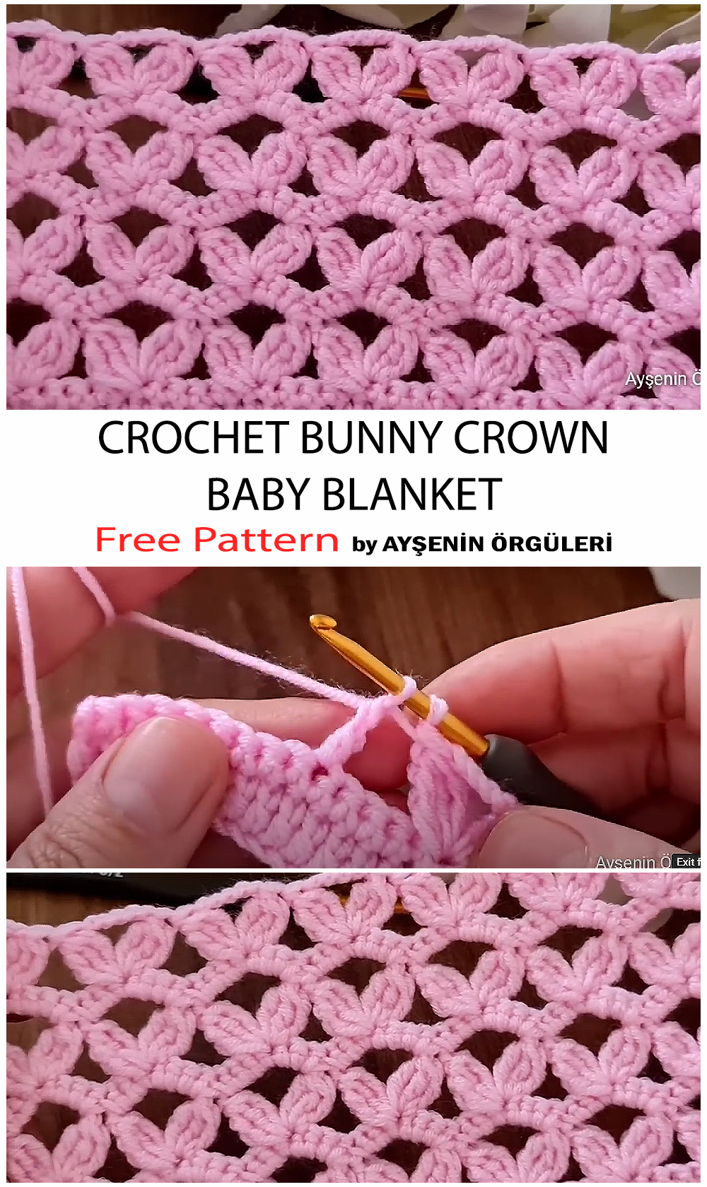 How To Crochet Bunny Crown Stitch Baby Blanket - Free Pattern For Beginners