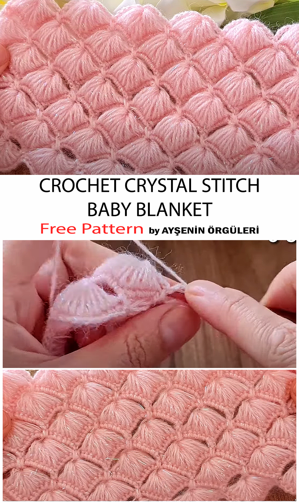 How To Crochet Crystal Stitch Baby Blanket - Free Pattern For Beginners